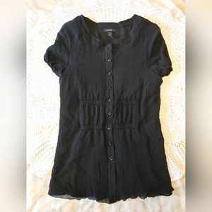 ALFANI Silk Blend Gauzy Button Down Peasant Top Size UK 10
